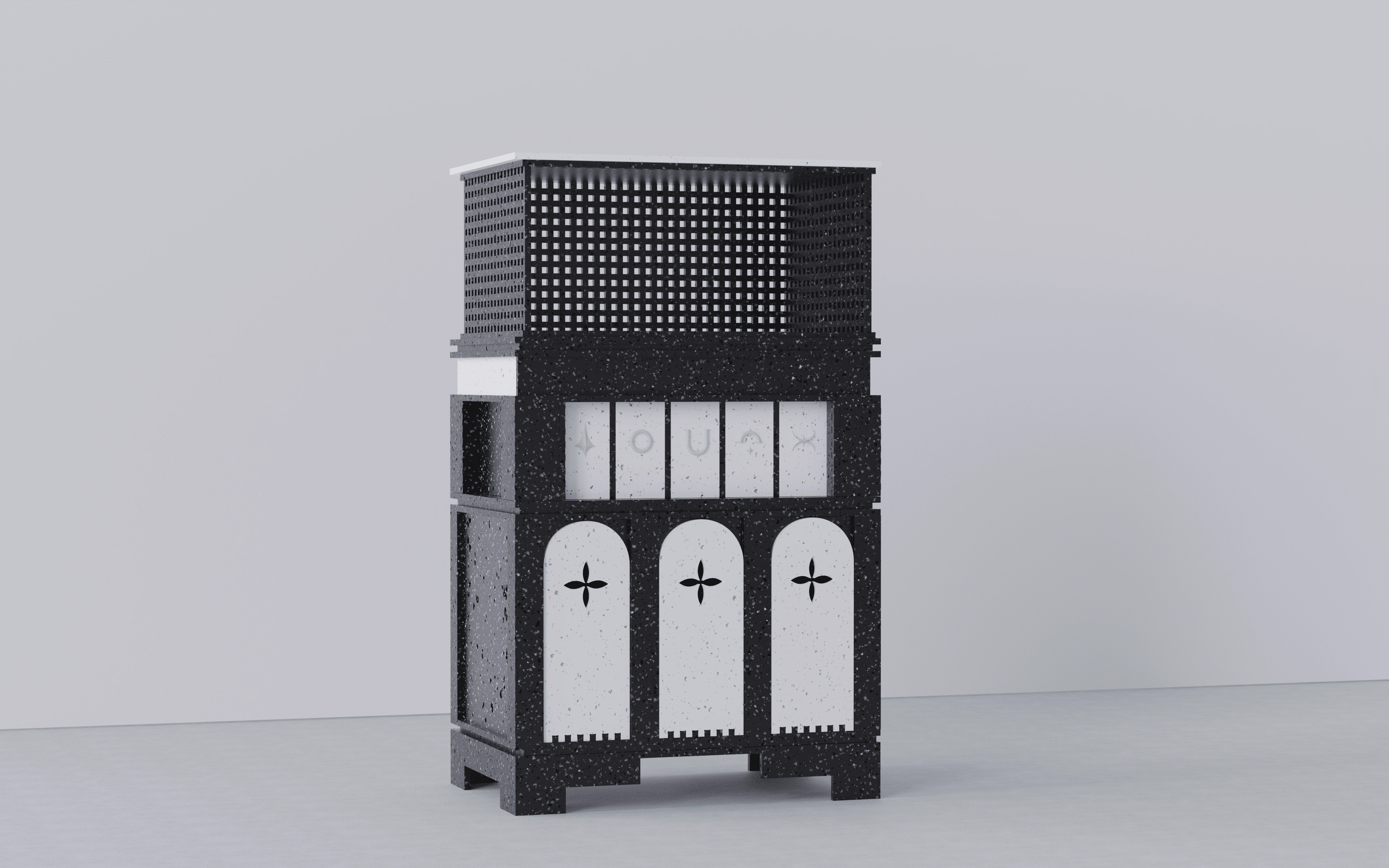 Wunderkammer cabinet, front view